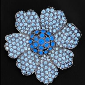 Carolee Blue Crystal Flower Brooch with Deep Blue Center